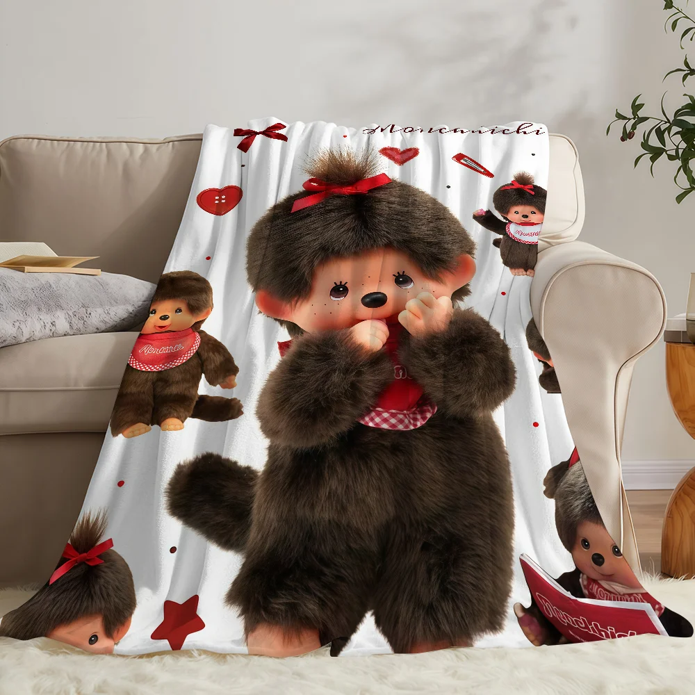 Cartoon M-Monchhichis-S Cute Blanket Soft Warm And Thick Perfect For Bedroom Living Room Bed Sofa Camping Picnic Office Gift