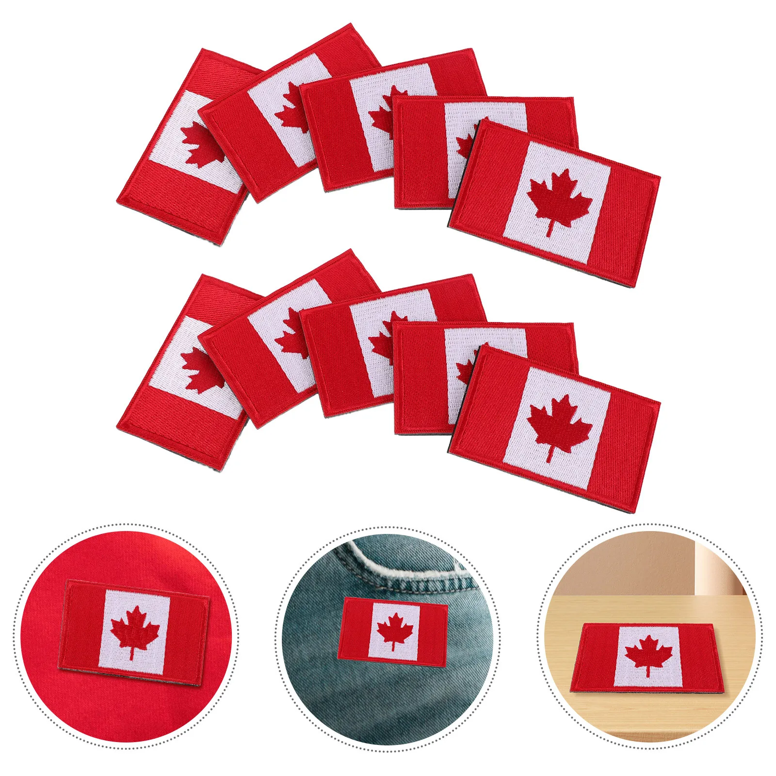 

10Pcs Canadian Flag Embroidered Applique Patch Sew on for Garments Backpacks Hats DIY Clothing Repair Decorative Accessory