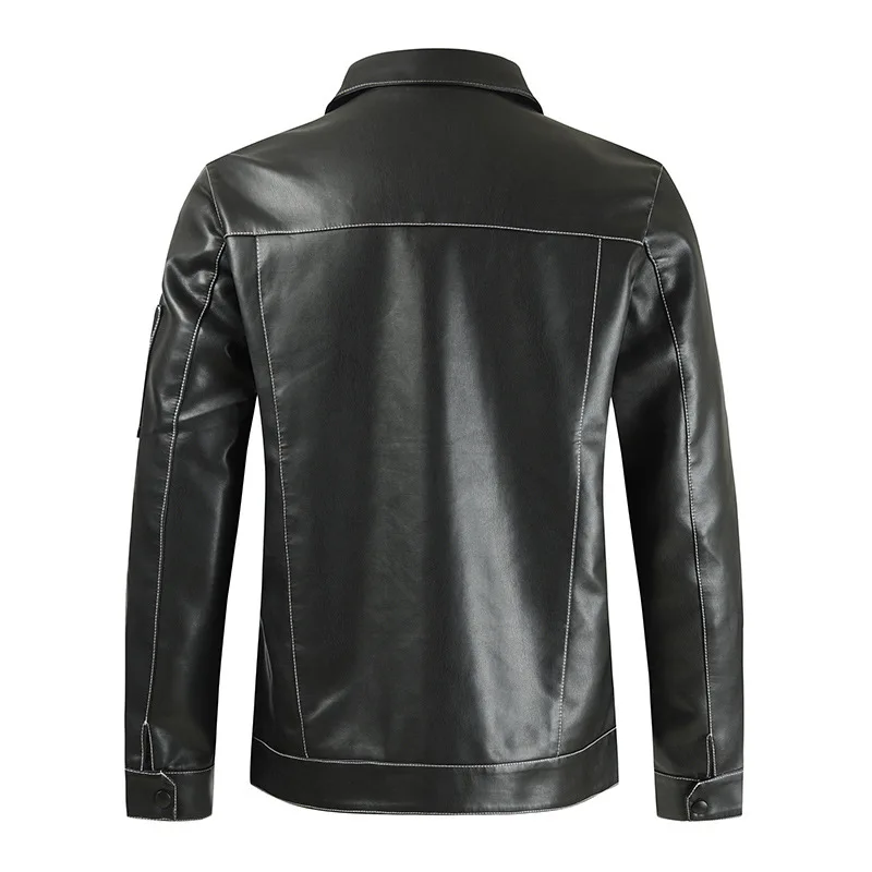 Trendy Korean Version Slim Lapel Leather Jacket Men's Autumn New Men's Versatile Casual Handsome Motorcycle Jacket