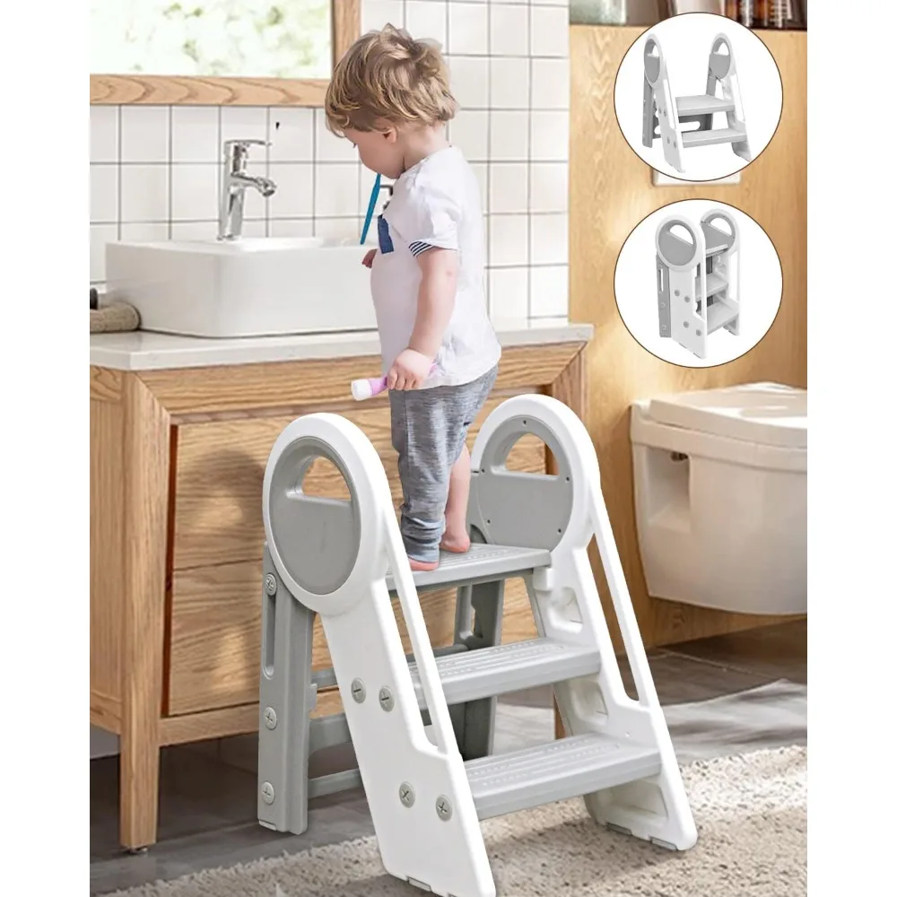 

Foldable Toddler 3 Step Stools for Bathroom Sink,Adjustable 3 Step Stools to 2 Step Stools for Kids Toilet Potty Training Stool