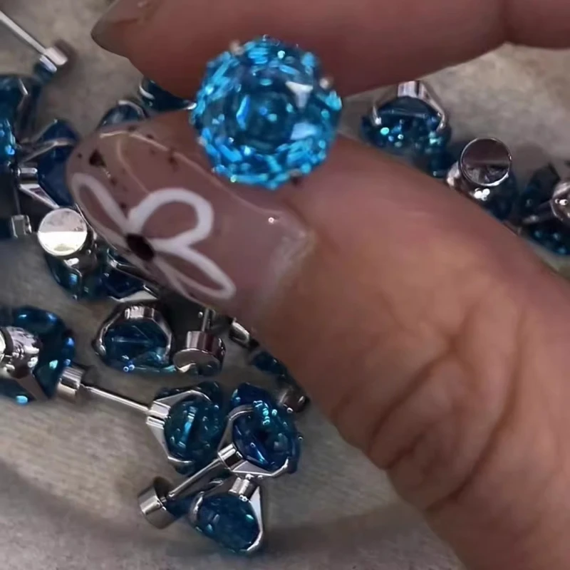 

8MM Rose Cut New in Earrings for Woman with Hypoallergenic Titanium Coating and Zircon Comfortable Fit on The Back of The Ear