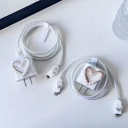 2024 New White Heart Charger Case Cable Protector For Iphone 18/20W 15 14 13 12 Pro Max Adapter Case Data Cord Protective