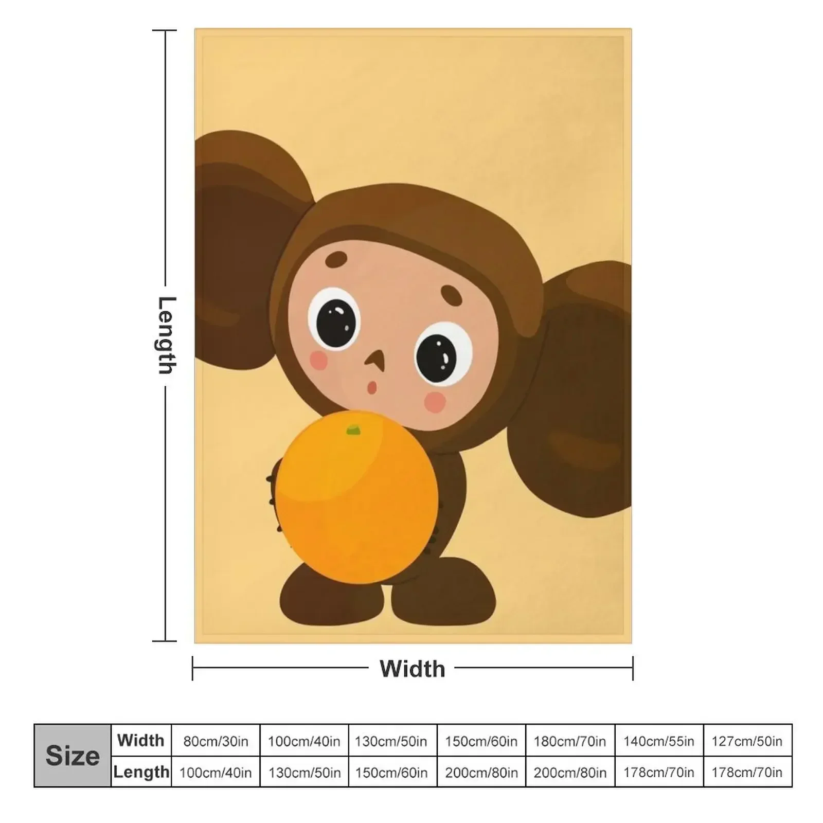 Cheburashka Throw Blanket couch cozy soft plush fuzzy picnic outdoor blanket