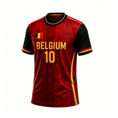 Men's Custom Belgium Number 10 Graphic Tee, Belgian Flag Color Fan Casual Sports T-Shirt