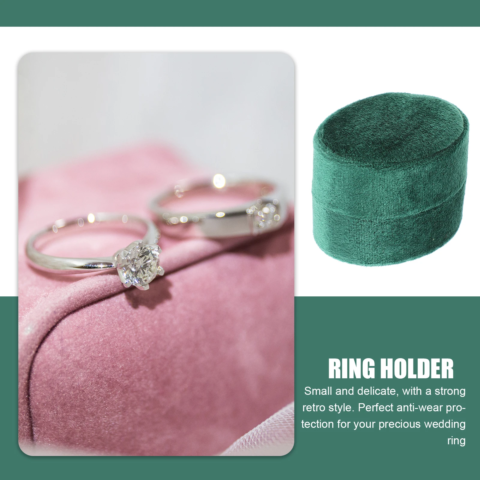 

Delicate Ring Box 2-Slots Compact Small Portable Jewelry Case Travel Engagement Wedding Ring Organizer Jewelry Box