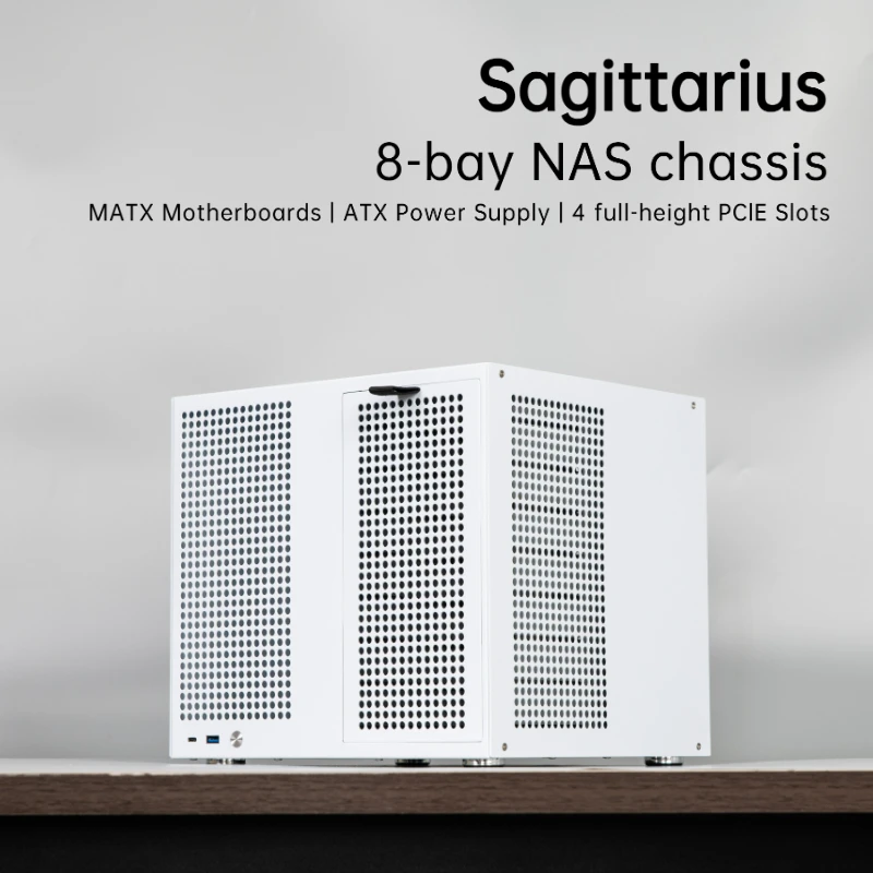 

Sagittarius 8-bay NAS Chassis Case, Supports MATX Motherboards | ATX Power Supply | Four Full-height PCIE Slots | Volume 21.8L