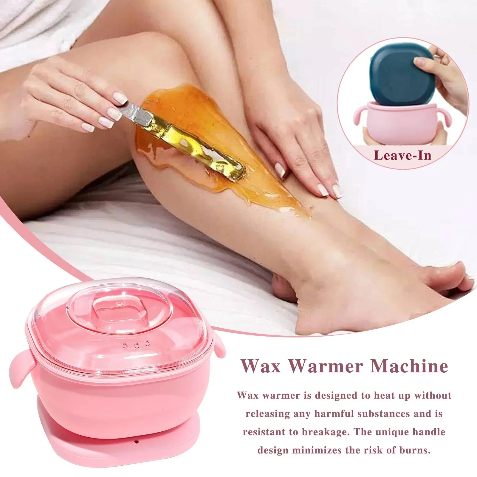 Foldable Depilator Wax Heater Silicone Wax Pot Heating Melting Wax Bean Non-Stick Pan Easy to Clean Beauty Care