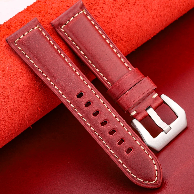Echtes Leder Uhrenarmbänder 4 Farben Für Panerai Uhr Band Zubehör Frauen Männer Rindsleder Armband 20mm 22mm 24mm 26mm Armband