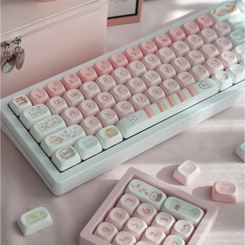 Imagem -06 - Bonito Binário Rosa Moa Keycaps Pbt 145 Chaves Personalizado Personalizado Original Teclado Mecânico mx Switch 60 64 84 98 108