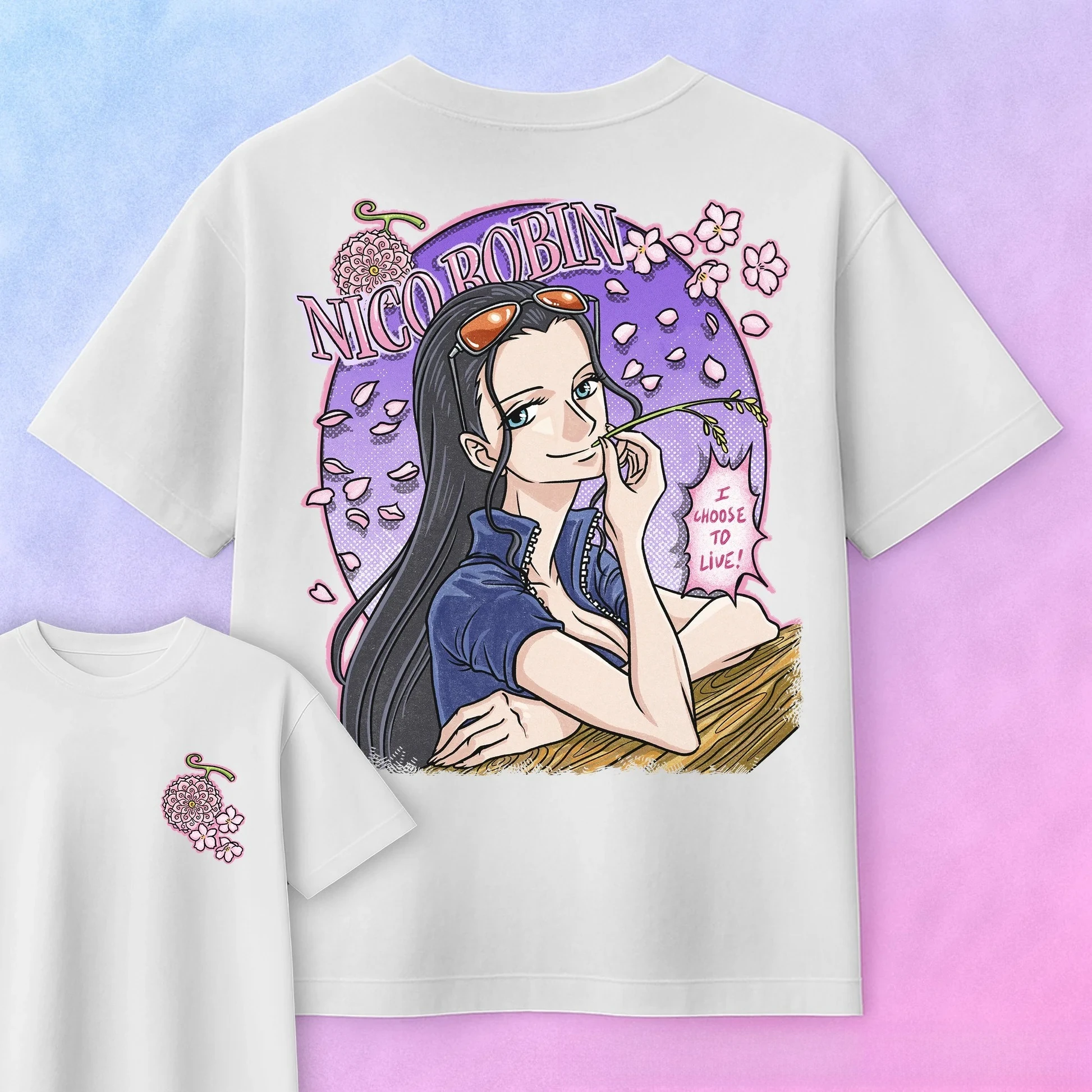2026 Sommer One Piece Anime NICO ROBIN Bedrucktes lockeres Kurzarm-T-Shirt aus reiner Baumwolle für Kinder – Trendiges Unisex Y2K Freizeit-T-Shirt