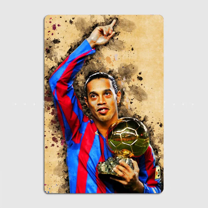 Ronaldinho Football Player Retro Metal Plaque Poster Club Home Decor Bar Cave Classic Tin Sign Room Decor Wall Decor