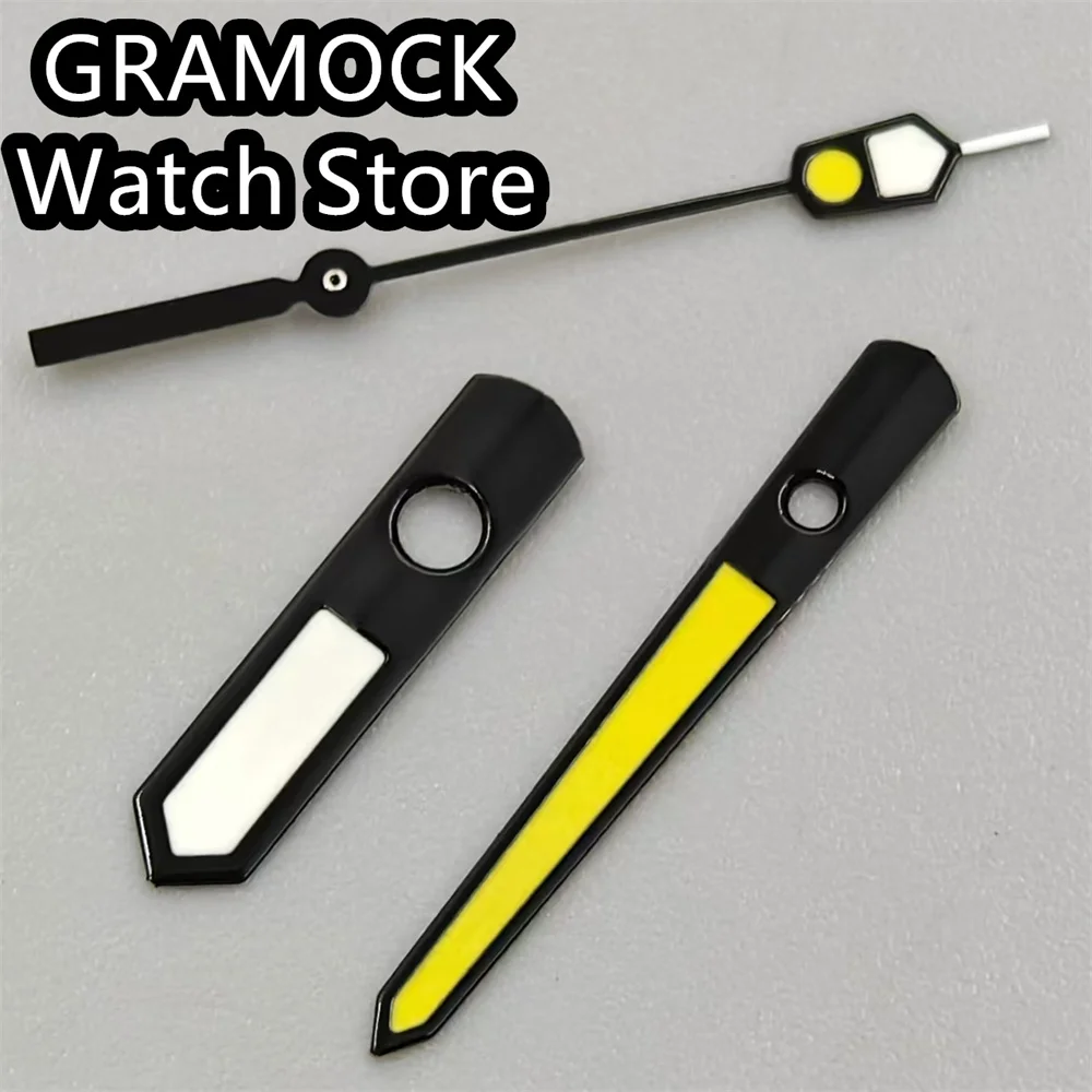 GRAMOCK NH35 Hands Set Black Yellow White Watch Hands Green Luminous For NH35 NH36 NH38 NH70 NH72 Movement Watches Pointers