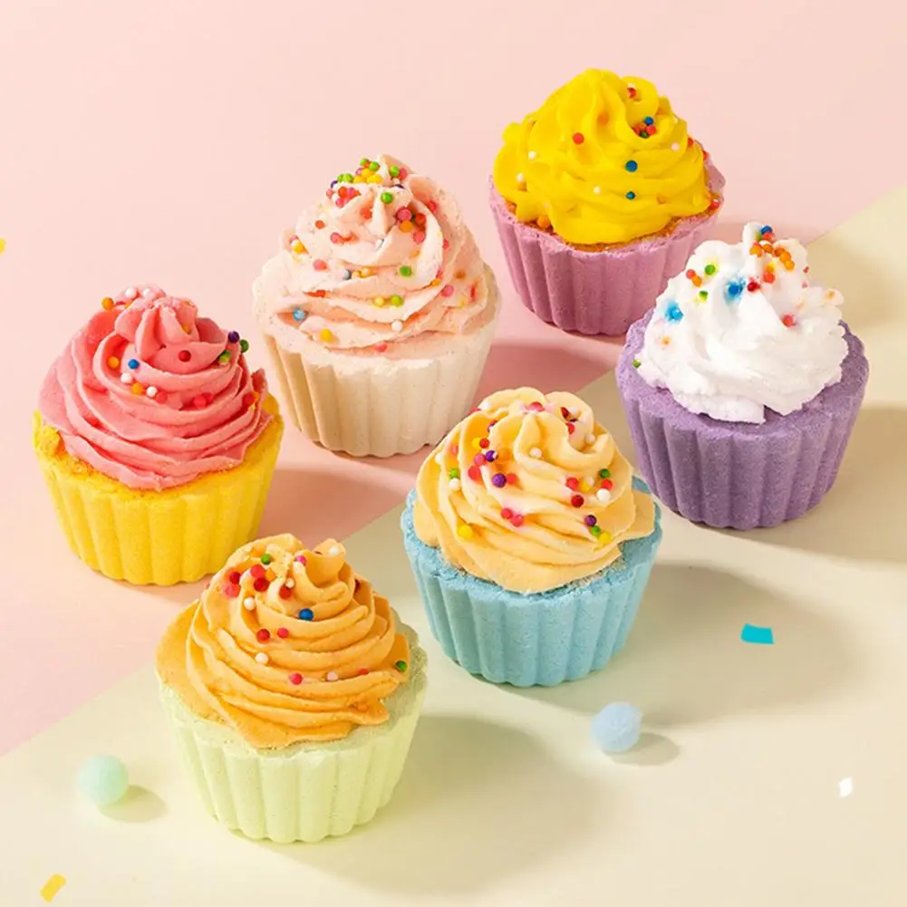 

Bath Salt Ball Handmade Cupcake Bath Bombs with Plant Extracts Essential Oil Fizzing Shower Balls Moisturizing Spa Gift for Dry