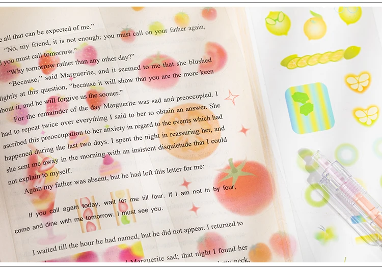 TIANZI 24-Sheet Kawaii Creative Fruit Theme Die Cut Stickers Book for DIY Scrapbooking Handmade Aesthetic Diary Stickers