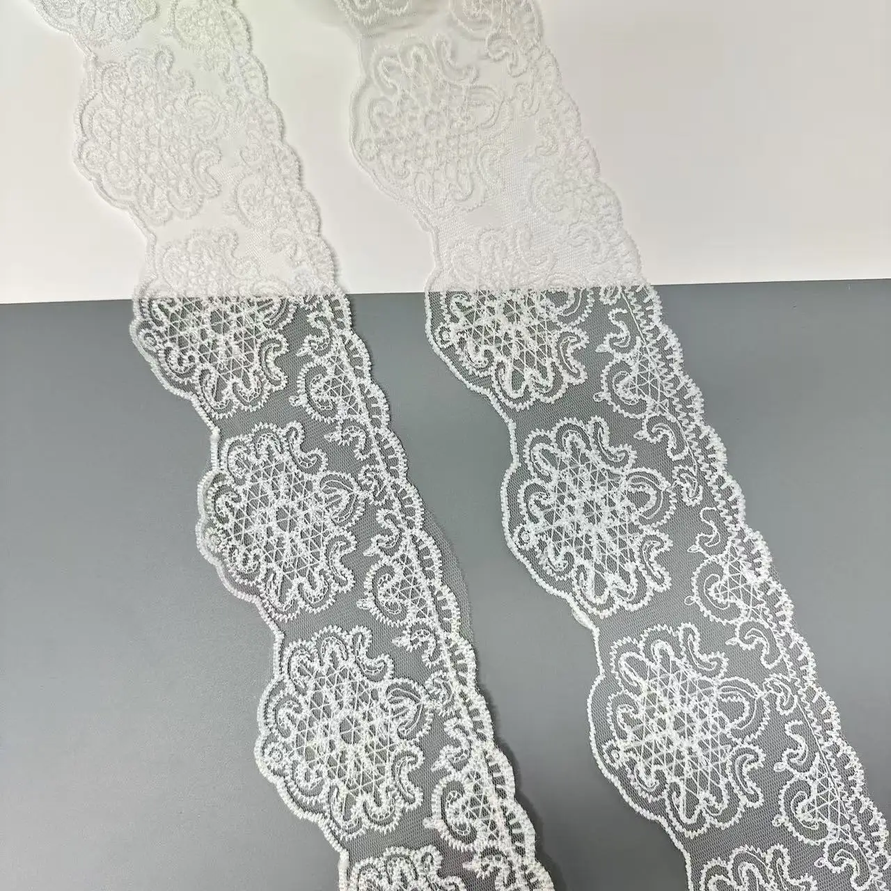 1 Yard Wide 9cm White Milk Silk Lace Mesh Embroidery Trim DIY Dress Sewing Accessories