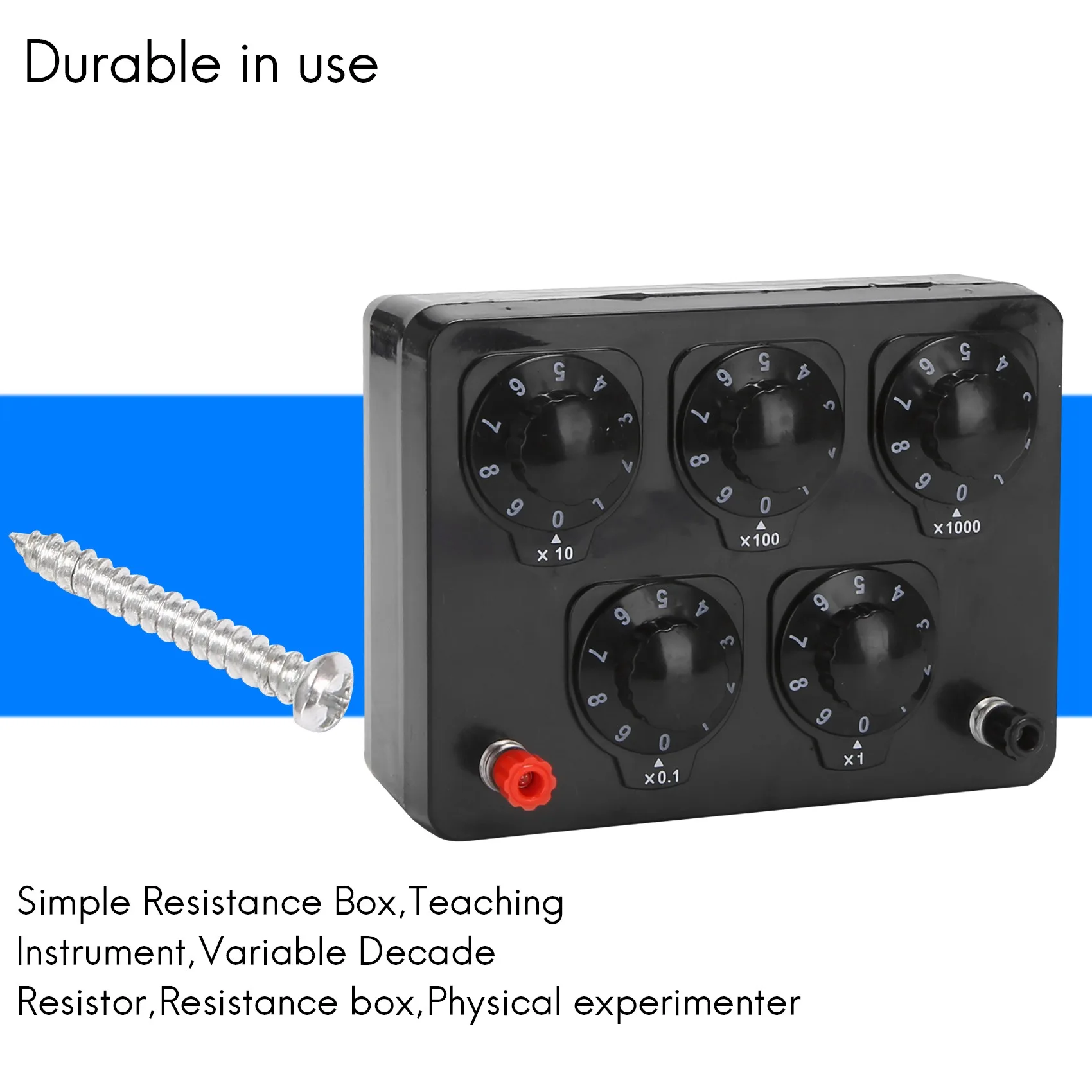 Imagem -04 - Caixa Preta da Resistência do Ferro Resistor Variável da Década Ensino Físico 0-99999 Ohms 165x 125x60 mm