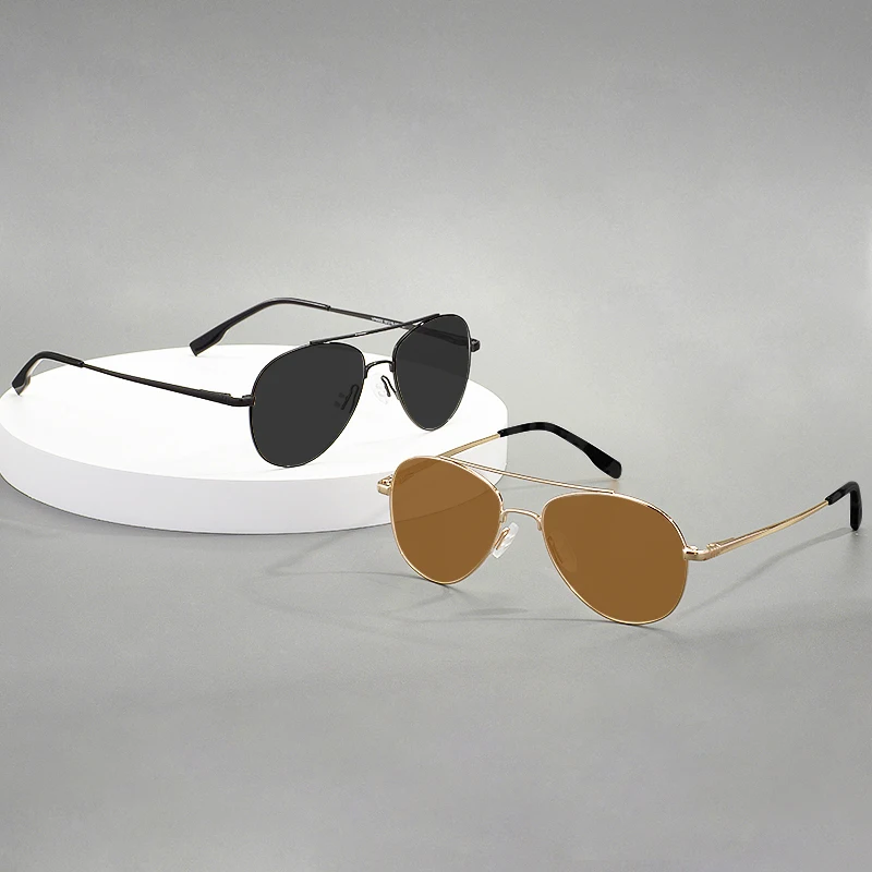 

Мужские и женские очки с двойной перемычкой, металлические овальные солнцезащитные козырьки, поляризационные солнцезащитные очки с полной оправой для оптических линз