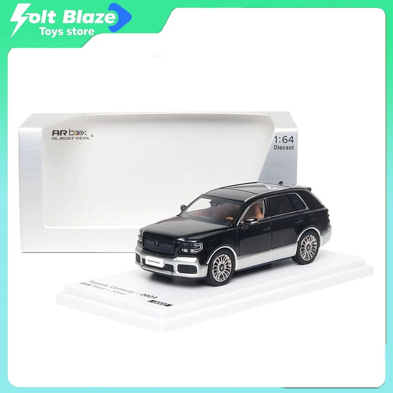 โมเดลรถ SUV อัลลอยด์ Almost Real AR Box 1/64 รุ่นจำลองปี 2023 โตโยต้า เซ็นจูรี่ ลินเฟิง สีดำ-เงิน ของตกแต่งห้อง ของขวัญ