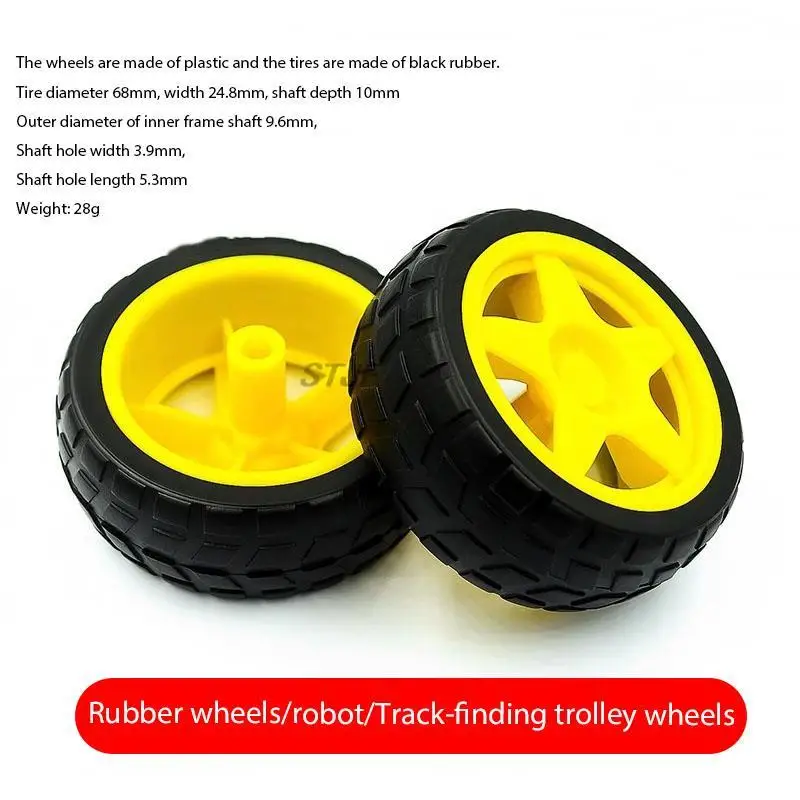 Smart car chassis Robot tire + DC gear motor set Wheel Motor TT Motor DC3V-6V geared motor Rubber wheel