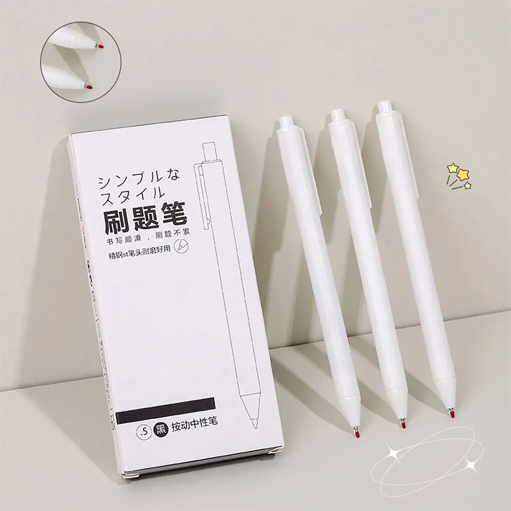 6pcs/box Pressed Ballpoint Pen Quick Drying Fine Point Black Ink Pen Writing Tool Signature Pens