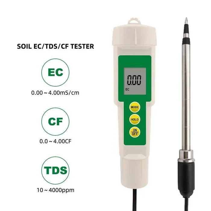 New EC-3185 Soil Meter 3 In 1EC/TDS/CF  Tester Digital Garden Plant  Temperature Conductivity  with Probe