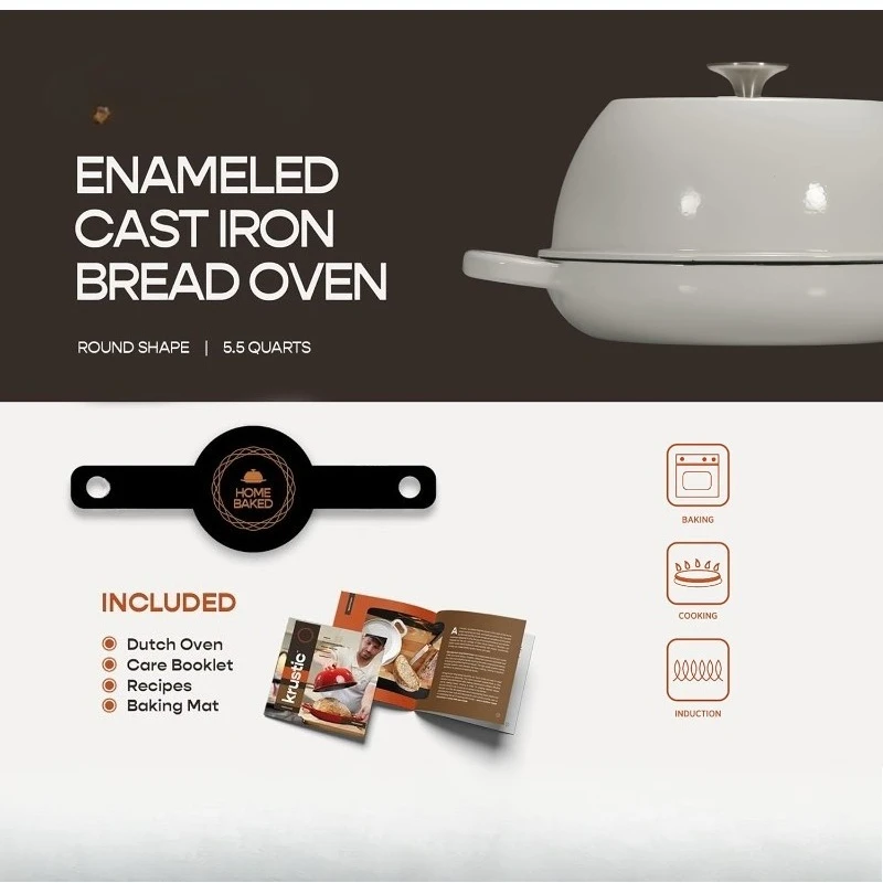 Enameled Cast Iron Dutch Oven for Sourdough Bread Baking | 6 Quart Pot