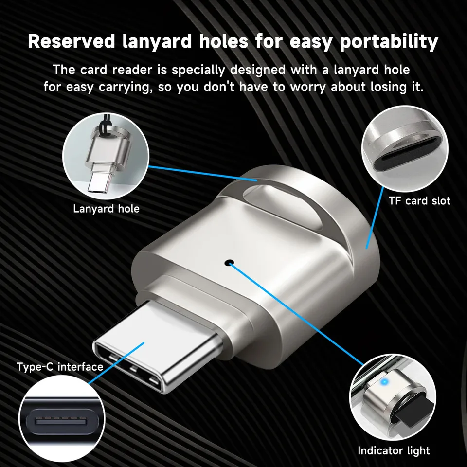 Type‑C OTG TF Card Reader Adapter Optional USB‑A Converter, LED Indicator Micro SD Memory Card Reader for Phone Laptop, image 4