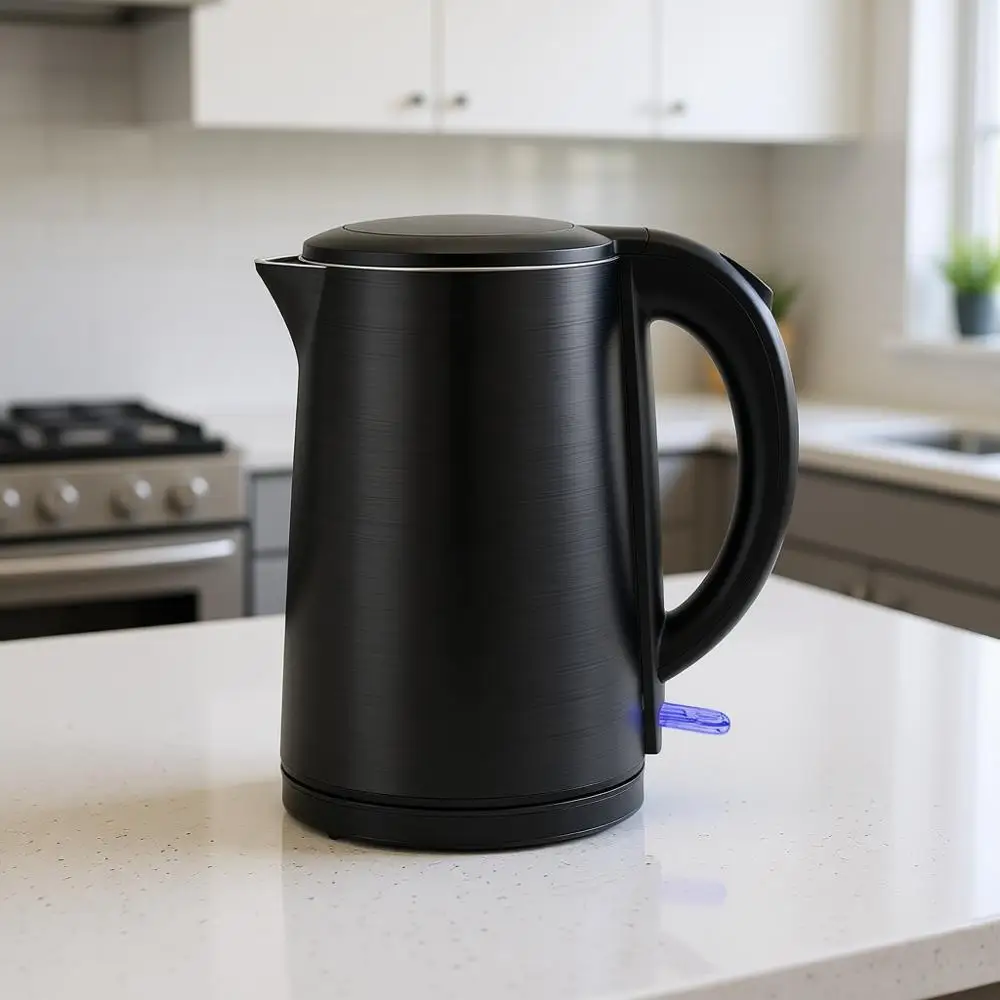 

Stainless Steel Electric Kettle with No Inner Lid, Filter & Spout, Auto Shut-Off and Boil-Dry Protection, Durable 1.5L/1500W, Bl