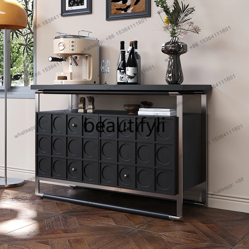 

Medieval entrance, living room against the wall integrated locker, retro carved multi-layer dining side cabinet