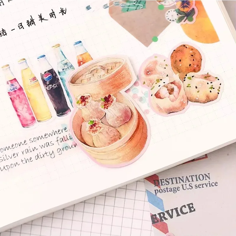 Pegatinas decorativas para álbumes de recortes, calcomanías creativas para álbumes de fotos artesanales, comida viva, comida, manualidades, Kawaii,