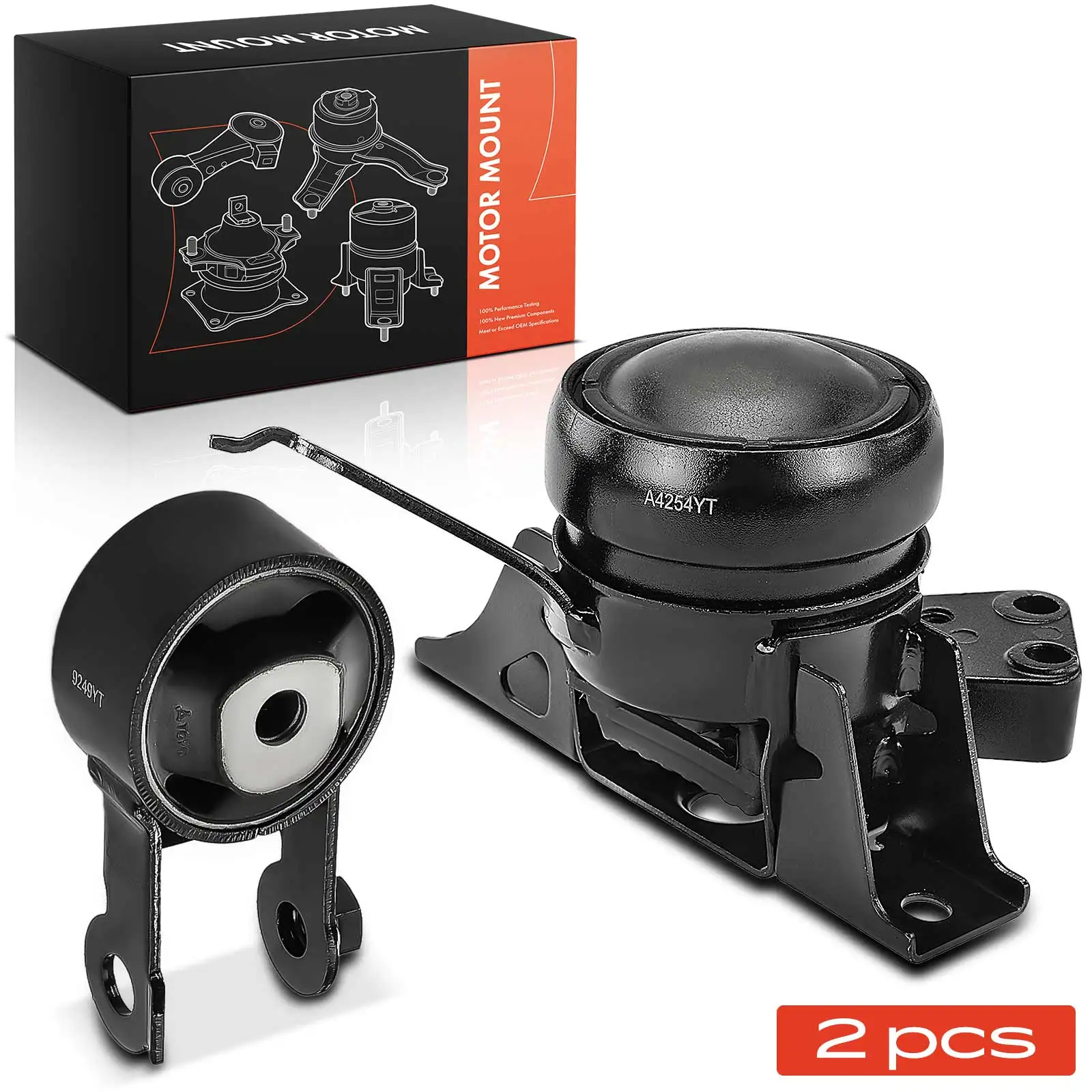 Frankberg 1x motoronderstel + 1x koppelsteun voor- en achterzijde voor Toyota Yaris P9 1.3L 2005-2010 1236321060 A4254 1230521200