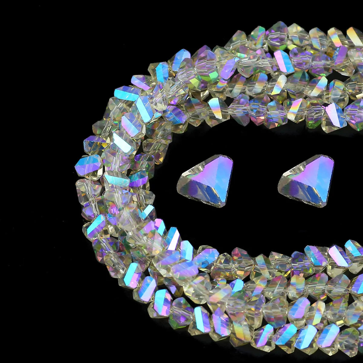 Transparent Lila AB Dreieckige Österreichische Kristall Glas Spacer Perlen 4/6mm Für DIY Schmuck Machen Armband Halsketten Zubehör