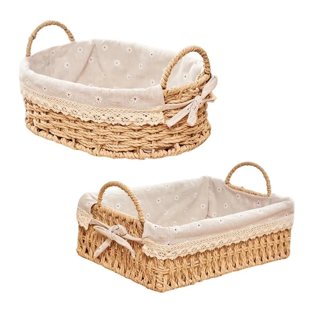 Imitation Rattan Rattan Storage Baskets Vegetable Fruit Home Decoration Hand-woven Baskets Multi-Purpose Toy Storage