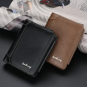 Vintage leather wallets for men, high quality, famous, luxury brand, designer, zipper, short, large capacity, card holder, men's bag, vintage 12 Main Sales Door Card Luxury - №11