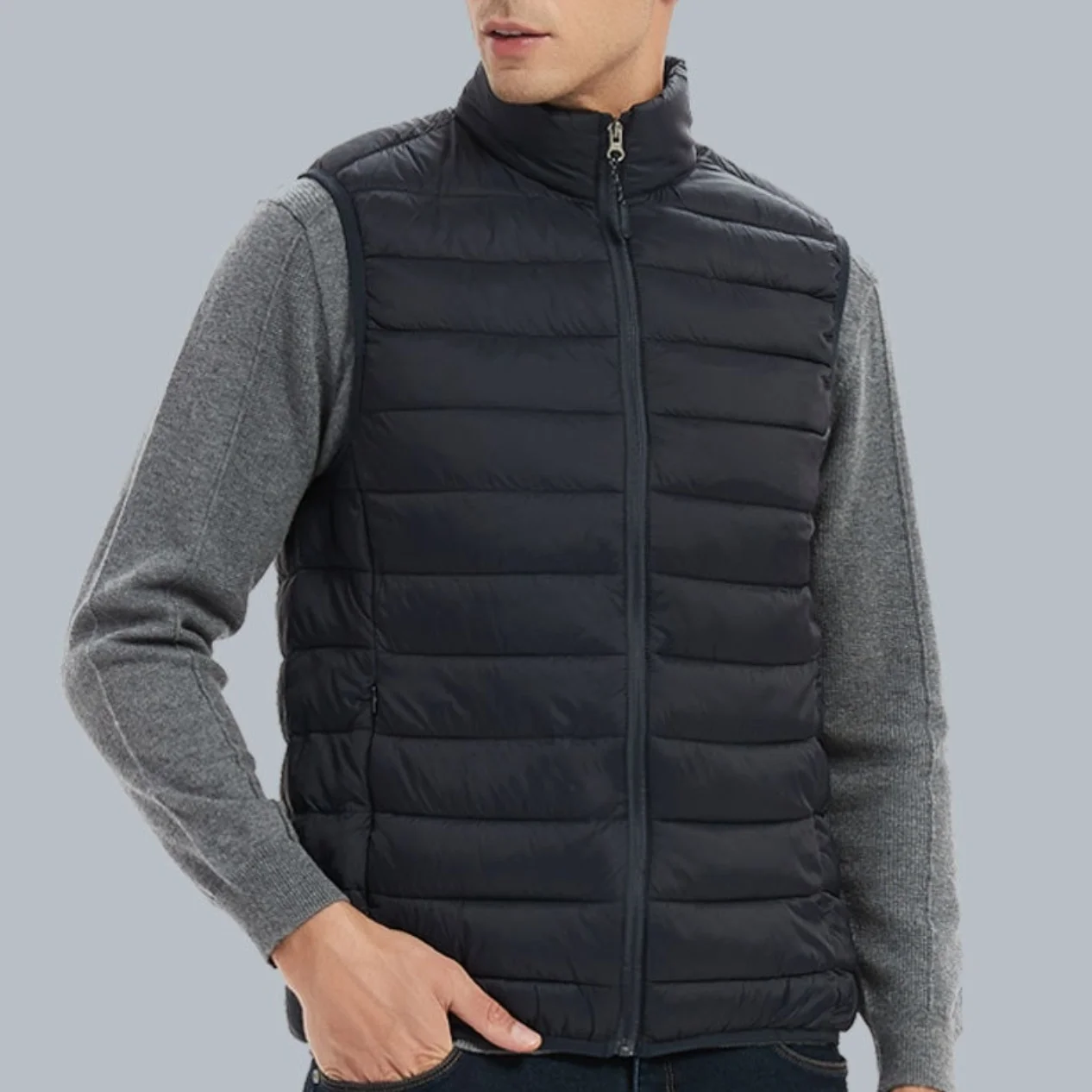 

Mens Ultra Thin Warm Vest Jacket Lightweight Sleeveless Winter Clothing Casual Thermal Padded Outerwear