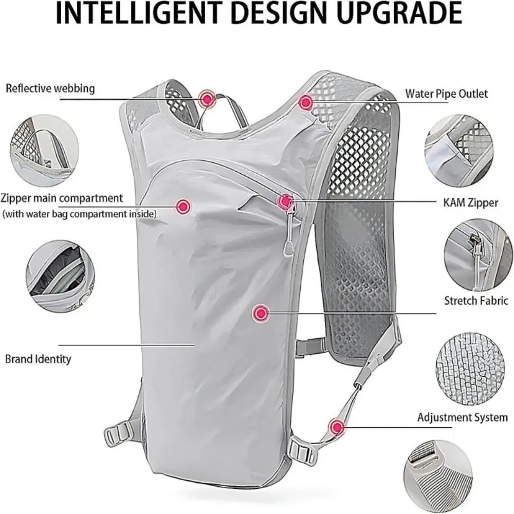 Breathable Hydration Vest Waterproof Multiple Pockets Running Backpack Ultra-light Nylon Material Water Pack Backpack Marathon