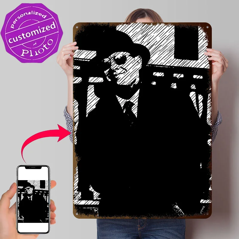 Raymond Reddington 3D Printed Texture Poster Personalized Wall Art Retro Metal Tin Signs for Vintage Home Decor Items Coffee Bar