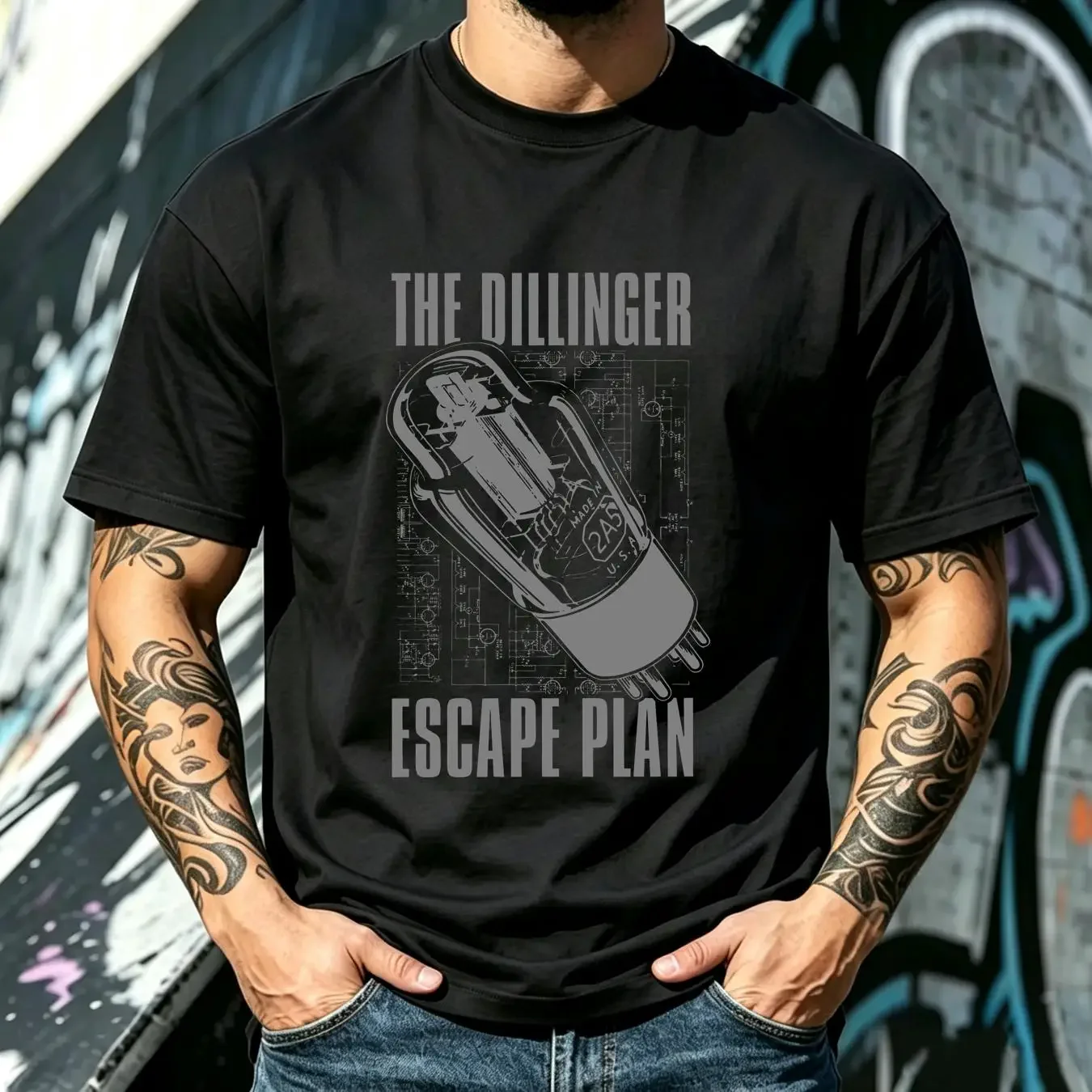 washed T Shirt THE DILLINGER ESCAPE PLAN Transistor NEW Relapse Records TS4606 long or short sleeves vintage Washed streetwear