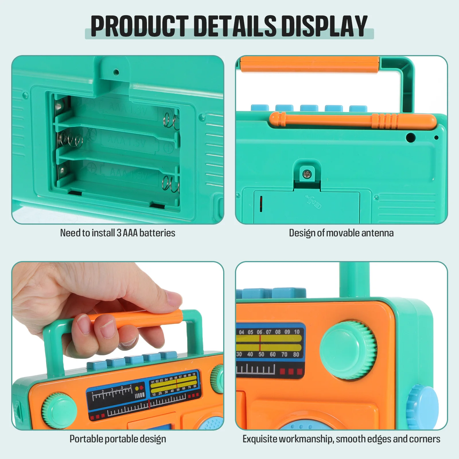 

Simulation Radio Educational Plaything Colorful ABS Durable Material Kids Role Playing Interactive Home Appliance Fake Radio