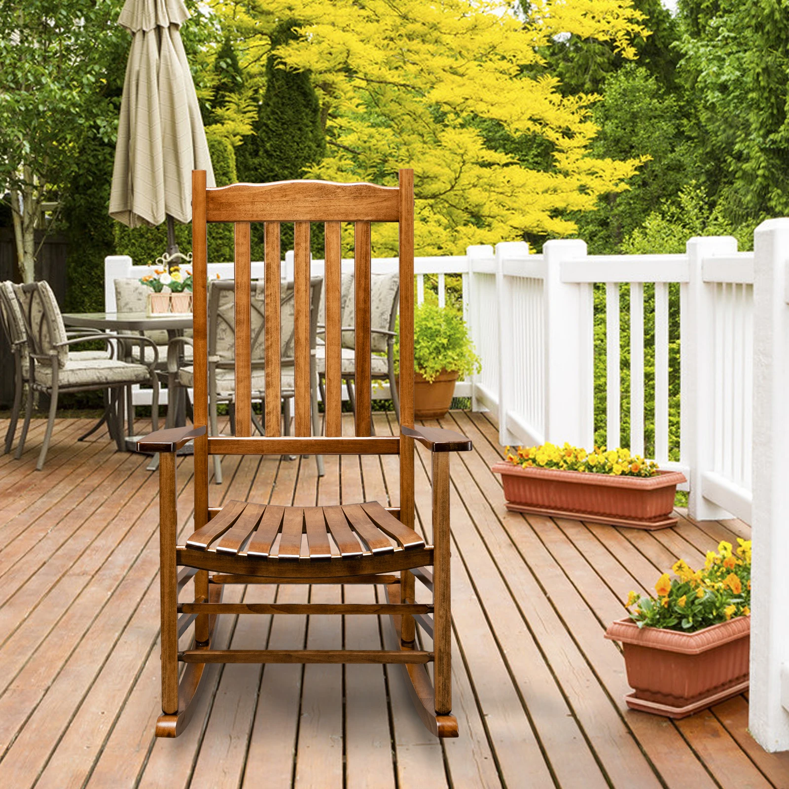 Traditional Wooden Rocking Chair Indoor/Outdoor Comfort for Your Front Porch or Living Room