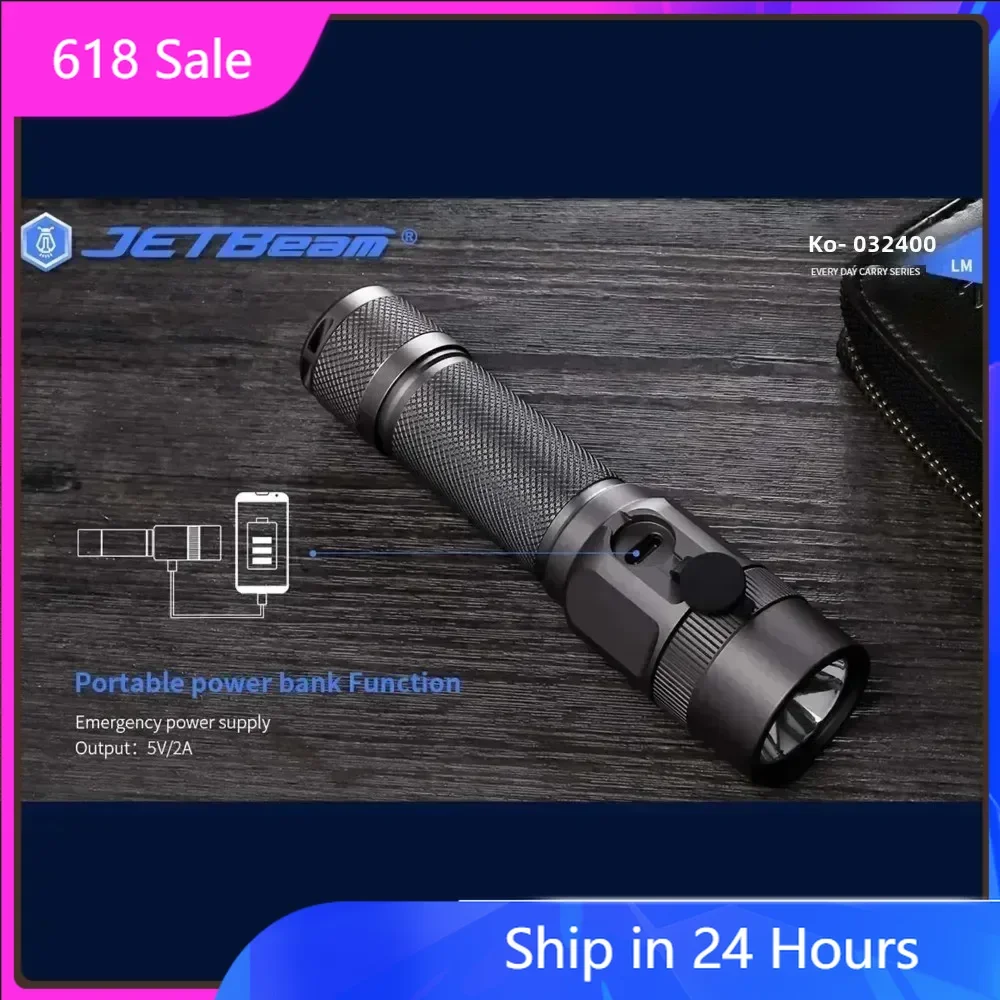 

JETBeam KO-03 EDC Tacticus LED Flashlight - USB-C Rechargeable Water Resistant 2400 Lumens Everyday Carry Light