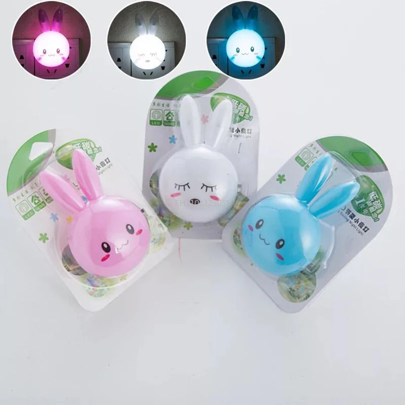 Cartoon Rabbit LED Night Light AC110-220V Switch Wall Night Lamp With US Plug Gifts For Kid/Baby/Children Bedroom Bedside Lamp