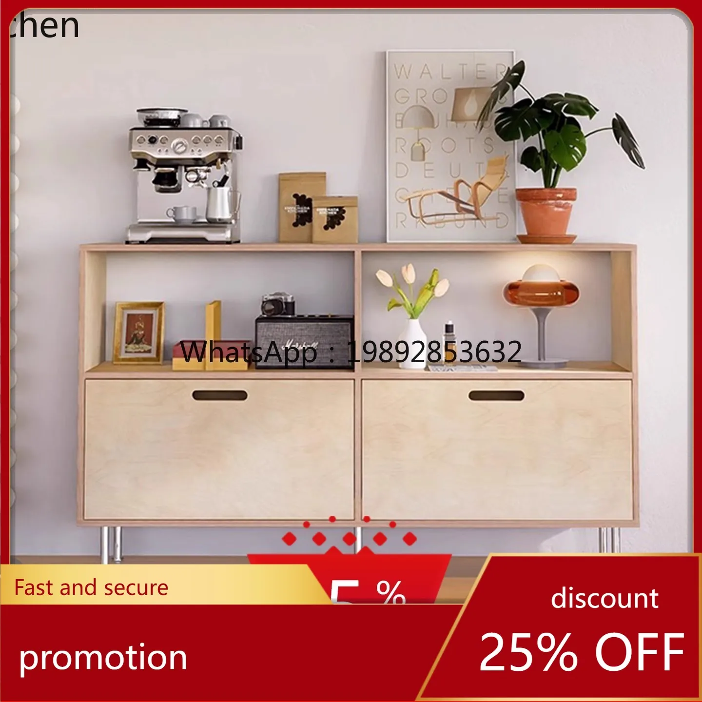 

HT Retro Style Sideboard Home Sideboard Ocean Board Storage Cabinet Living Room Decorative Cabinet Tea Cabinet