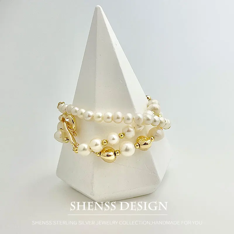 Natural Freshwater Pearl Bracelet Copper Plated 14k Gold Accessory