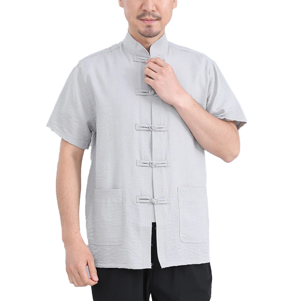 

Jacket Men Blouse Daily Holiday Button Up Cardigan Casual Coat Cotton Linen Shirt Short Sleeve Summer High Quality