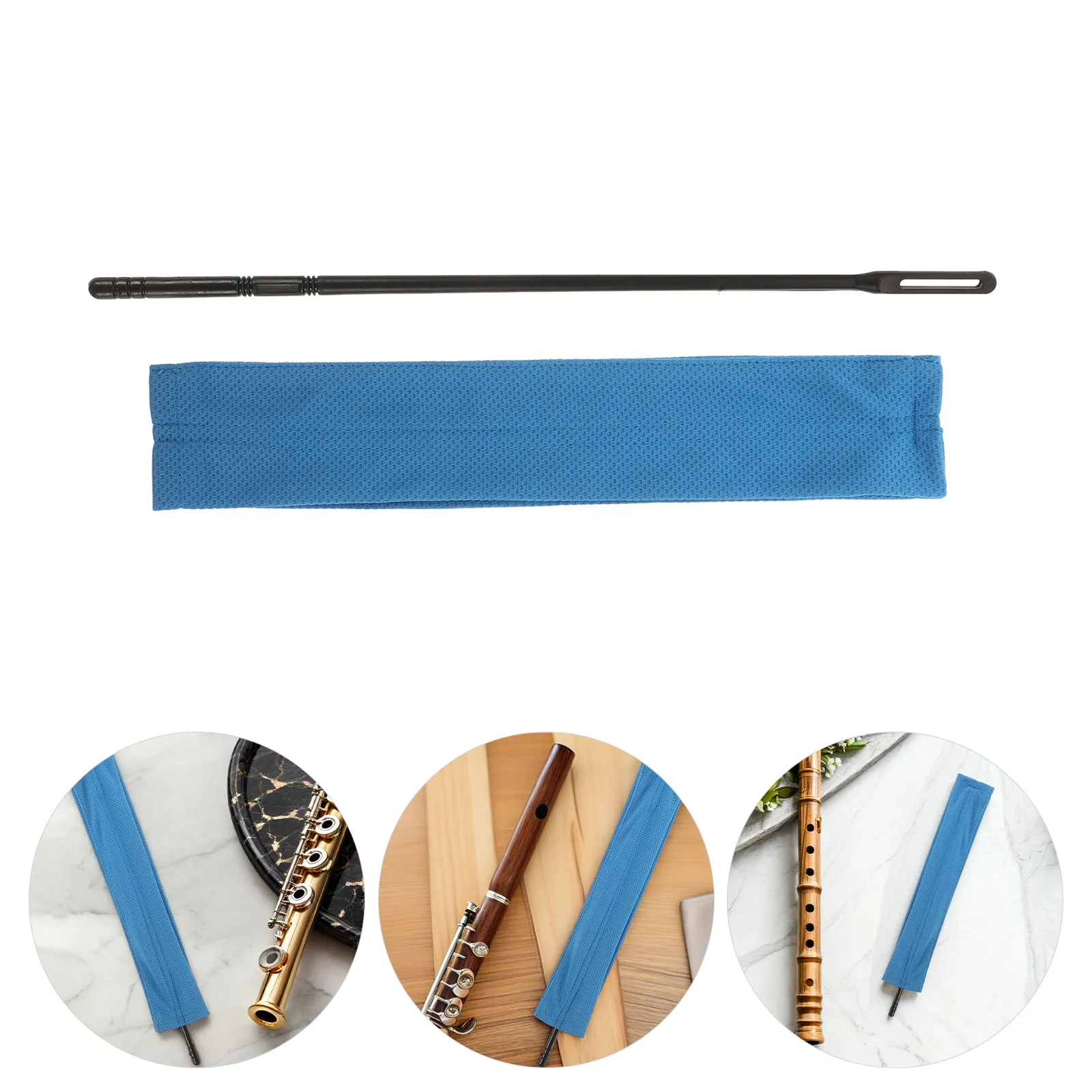 1Set Long Flute Cleaning Cloth High Absorbency Quick-Dry Bore Care Instrument Maintenance Kit Flute Cleaning Rod Absorbent Swab