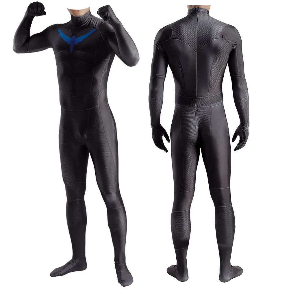 

Nightwing 004 Costume Cosplay Spandex Halloween Costume Nightwing Boys Superhero Zentai Bodysuit for Adult Kids