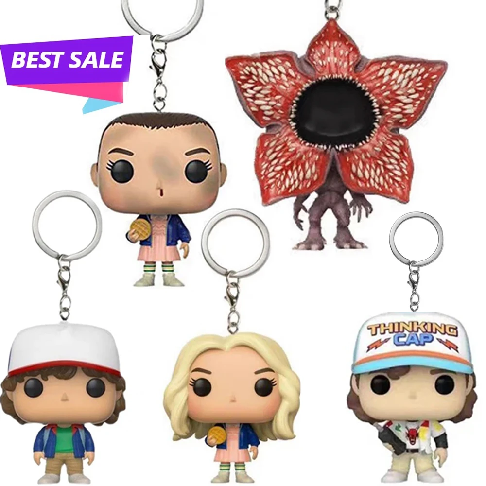 ==HOT ELEVEN Demogorgon DUSTIN Barb Steve Robin Keychain Toy Vinyl Figure Pocket Things Keychain Model Toys 