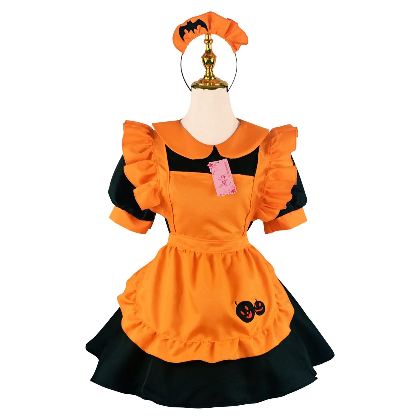 Halloween besticktes Dienstmädchenkostüm Kürbis Fledermaus Dienstmädchen Hexe Magie Fem Waitr Outfit Chinesische Produktion Herbst