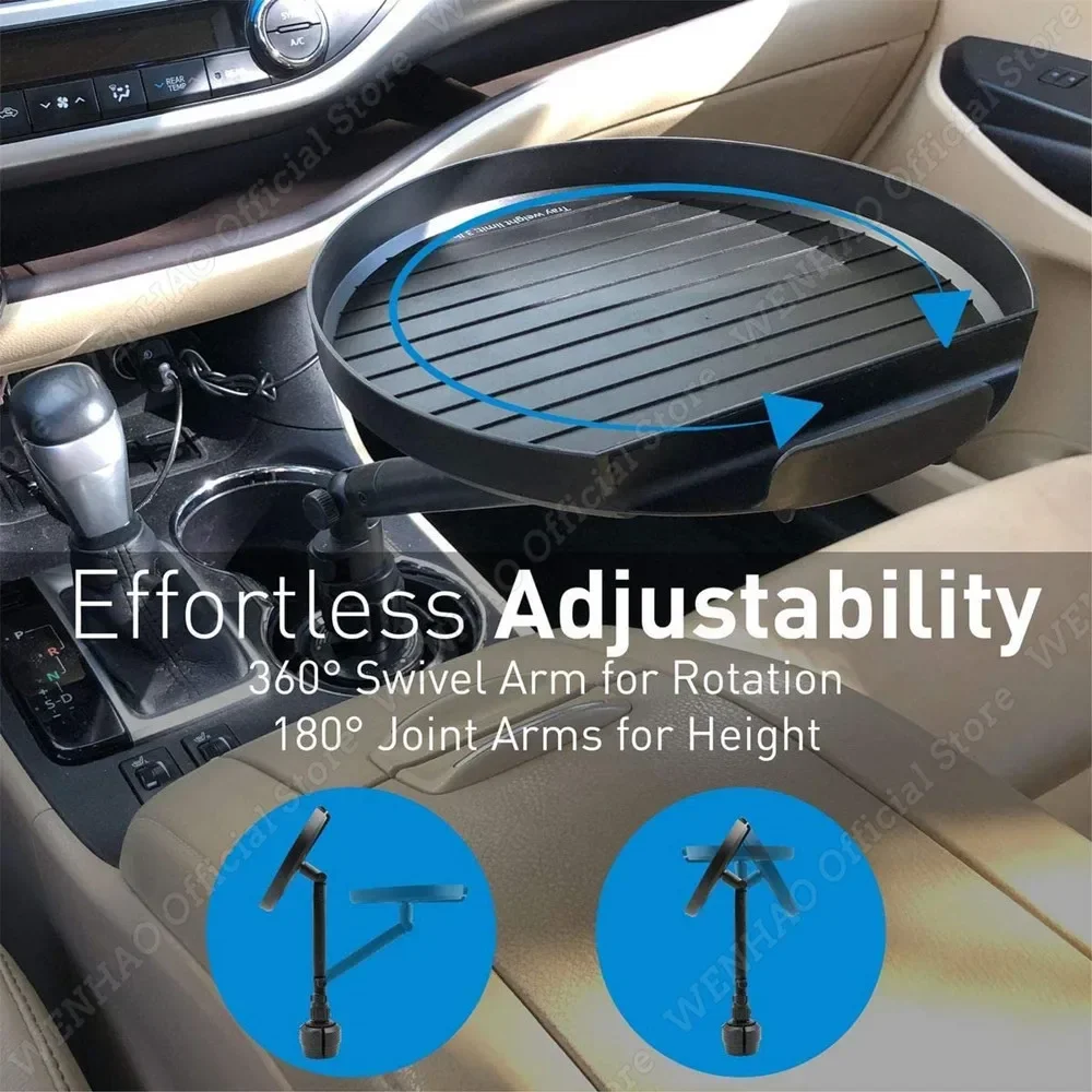 Universal Car Cup Holder Tray Adjustable Car Tray Table Mobile Phone Holder Mount 360° Swivel Arm Food Table For Most Vehicles